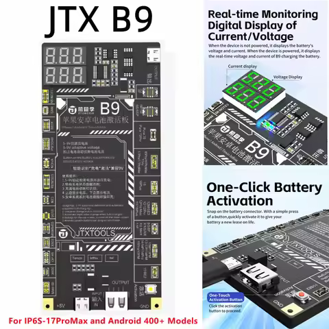JTX B9 5V-9V Battery Activation Board For Iphone 6S-17PM Series for Samsung Xiaomi Huawei Android 40