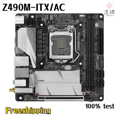 For Asrock Z490M-ITX/AC Motherboard 64GB HDMI PCI-E3.0 M.2 LGA 1200 DDR4 Mini-ITX 17*17 Z490 Mainboa