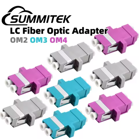 Summitek 100PCS Fiber Optic Adapter LC to LC Duplex Multimode OM3 OM4 OM5 Coupler Connectors Flange
