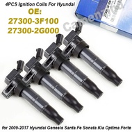 4PCS Ignition Coil 27300-3F100 27300-2G000 For 2009-2017 Hyundai Genesis Santa Fe Sonata Kia Optima 
