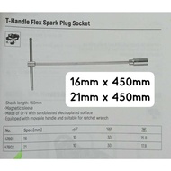 SATA 47801/47802 T-HANDLE FLEXIBLE SPARK PLUG SOCKET 16MM X 450MM/21MM X 450MM