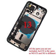 OEM Full Back Cover For iPhone 13 Housing Battery Middle Chassis Frame Assembly Door Rear with Flex 