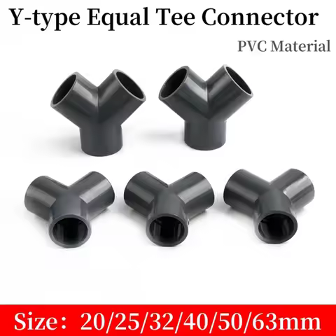 1/5PCS 20/25/32/40/50/63mm PVC Pipe Y-Type Tee Connectors 3-Way Quick Ventilation Tube Joint Plastic