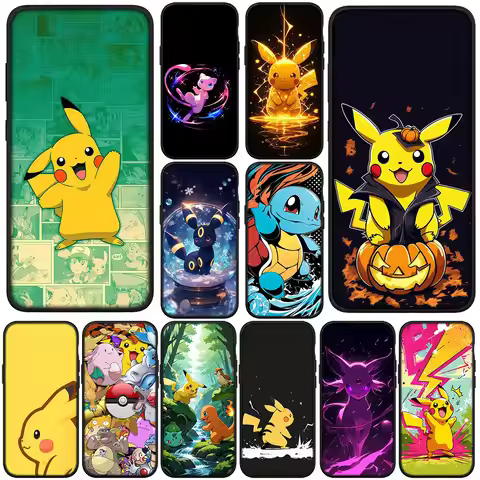 Mew P-Pikachus P-Pokemons GO Casing Phone Cover for Apple iPhone 16 15 14 11 Pro Max 7 8 Plus SE2 SE