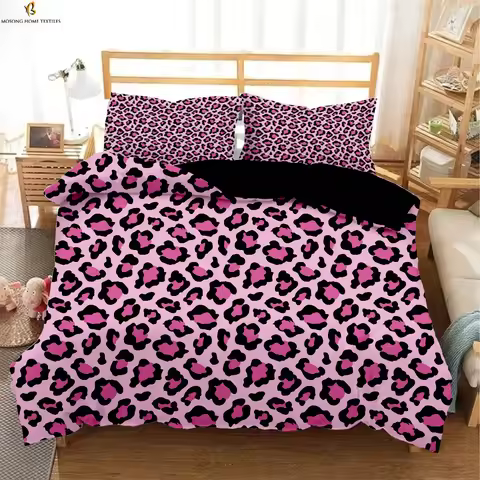 3 Piece Set Down Quilt Cover Animal Fur Texture Zebra Leopard 3D Printed Quilt Cover for Kids Boys G