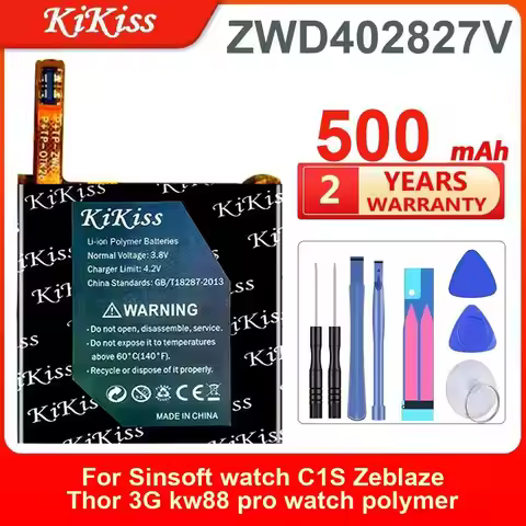 500Mah Kikiss Battery ZWD402827V For Sinsoft Watch C1S For Zeblaze Thor 3G Kw88 Pro Polymer
