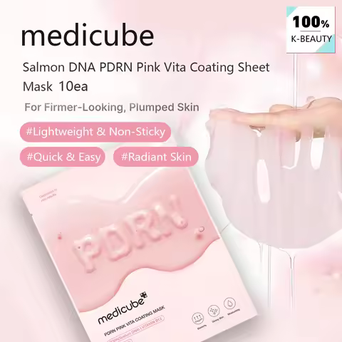 Medicube Salmon DNA PDRN Pink Vita Coating Sheet Mask 10ea,Hydrogel Sheet Technology,Korean Skincare