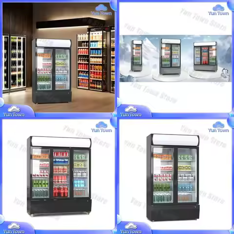 for Convenience Store 1 2 3 Upright Glass Door Beverage Display Chiller Freezer Cooler Refrigerator