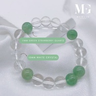 Merlin Goldsmith Green Strawberry Quartz x White Crystal Beads Bracelet