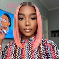 วิกผมบ็อบด้านหน้าลูกไม้ 100% ผมมนุษย์ที่มีเส้นผมเด็กของ QVR Virgin Remy Hair แบบแยกส่วนกลาง วิกผมลูก