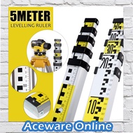 5M Aluminium Levelling Rod Surveying Ruler Level Staves Leveling Tool