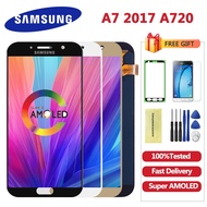 Original AMOLED LCD For Samsung Galaxy A7 2017 A720F A720M LCD Display Touch Screen Digitizer LCD Re