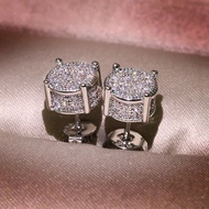 Hiphop Micro pave Lab Diamond Stud Earring Real 925 Sterling
