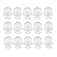 [5783] Mini Cake Stand Cake Bell Cover Cheese Cover Cake Plate Base and Hood Cake Stand Glass Bell, 15 Pieces