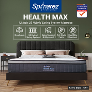 SpinaRez Health Max Tilam Mattress 12 inch US Hybrid Spring System with HeiQ Viroblock Technology (K