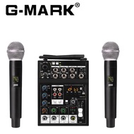 Bluetooth Audio Mixer With 2 Wireless Microphone G-MARK Studio4 DJ Mixing Console USB Interface 48V Phantom Power for Studio Live Broadcast Music Record