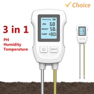 เครื่องวัดค่า pH ของดิน3in1เครื่องวัดความชื้นในกระถางในร่มเครื่องมือวัดค่า pH ของดินอุณหภูมิห้องเครื่องมือทำสวน