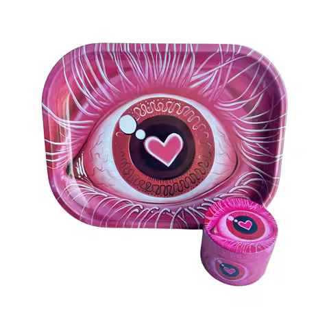 2 Pack Pink Themed Herb Grinder Rolling Tray Matching Combo