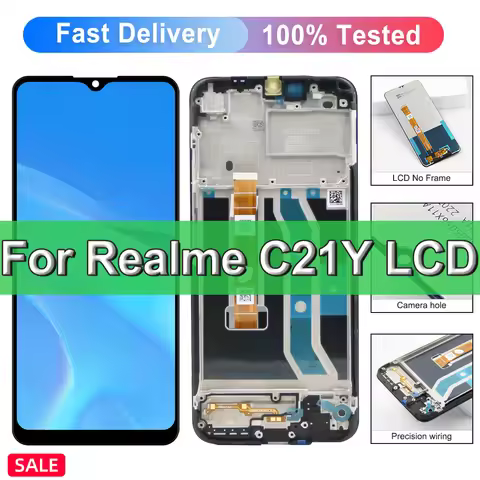 6.5" Display For Oppo Realme C21Y RMX3261, RMX3263 LCD Display Touch Screen with Frame, For Oppo Rea
