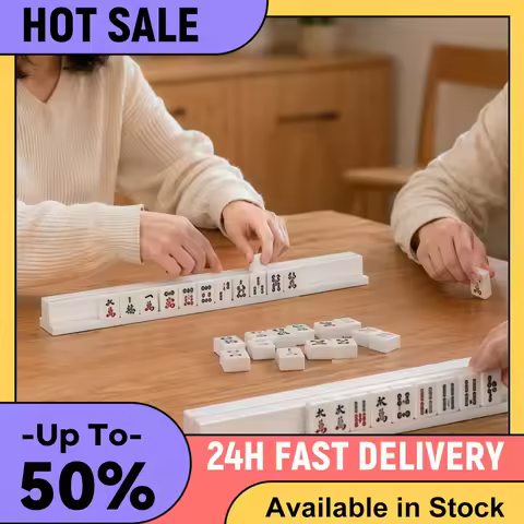 Folding Double Mahjong Rack Set Portable Mahjong Game Accessory White Mahjong Tile Holders for Ameri