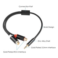 fangzi 3.5mm Male to Dual RCA Female Cable 1/8 Inch Stereo Audio Gold Plated 1Ft Mobile Phone PC TV 