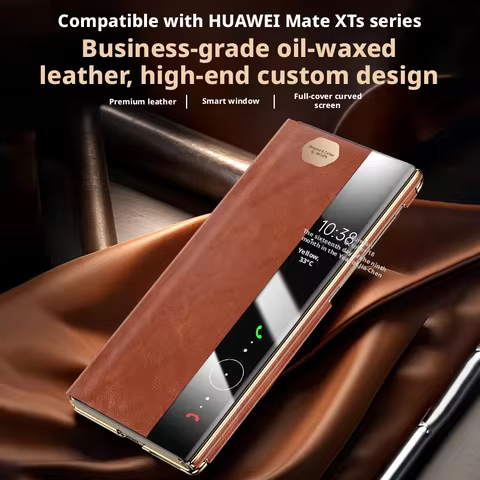 Luxurious Oil Wax Case For Huawei Mate XT and Mate XTs Ultimate Genuine Leather Folding Screen All-i