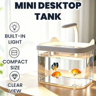 Mini Desktop Aquarium Tank Transparent With Led Light Silent Filter Akuarium Mini Cupang