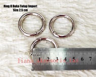 AKSESORIS TAS WANITA RING O BUKA TUTUP TAS UKURAN 2.5 CM (1 PCS) TEBAL IMPORT WARNA LIGHT GOLD, SILV