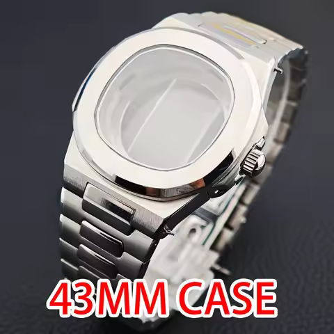 43mm Stainless Steel Watch Case Sapphire Glass for NH35 NH34 NH36 NH38 4R Movements Men's Watch Mod 