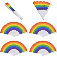 6 Pack Pride Rainbow LGBT Fan Plastic Folding Fan Gay Pride LGBT Fans for EDM, Music Festival, Club,