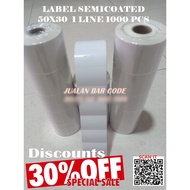 Semicoated LABEL PAPER STICKER 50x30 | 50 x 30 | 50mm x 30mm 1 LINE CONTAINS 1000 PCS