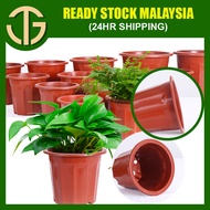 【2024 SALE】35cm Brown Red Round Decagon Plastic Pot / Pasu Bunga Plastik Dekagon Bulat Merah Bata E形砖红色脚盆高脚塑