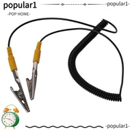 POPULAR Anti-Static ESD Grounding Cable, 180cm / 71" Black Coiled Cord, Durable PU,Metal 2mm Male-to