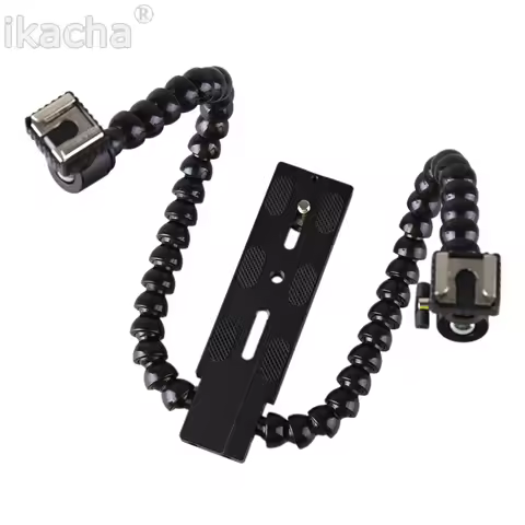 Flexible Dual Arm Hot Shoe Flash Bracket For Canon Nikon Pentax Macro Shot Camera