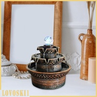 [Lovoski1] Tabletop Water Fountain Feng Shui Lucky Resin Mini with Rolling Ball Ornament