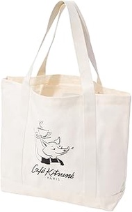 Maison Fox CKMU05101WW9001 CAFE KITSUNE BARISTA FOX TOTE BAG TAPIOCA, TAPIOCA, One Size