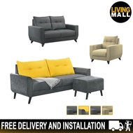 Living Mall Harriet Series Fabric and Faux Leather Sofa Set 1/2/3-Seater Sofa Set with Chaise in 4 Colours