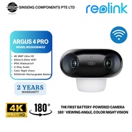 Reolink Argus 4 Pro 4K 8MP Dual Lens WiFi 6 Battery Powered Security Camera with 180 Viewing Angle (