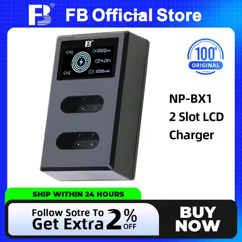 FB NP-BX1 Battery USB Dual LCD Charger for Sony Camera ZV1 RX1R ZV-1II II RX100 M7 M6 M5 WX300 HX300
