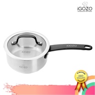 [ Local Ready Stocks ] iGOZO 16cm Elite 304 Stainless Steel Saucepan + Glass Lid | Kitchenware Cookware Cook Boil Periu