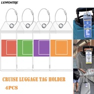 LEMONTRE Suitcase Label Holder, Steel Wire Cable Loop Zip Seal Pouch Cruise Luggage Tag Holders, Ess