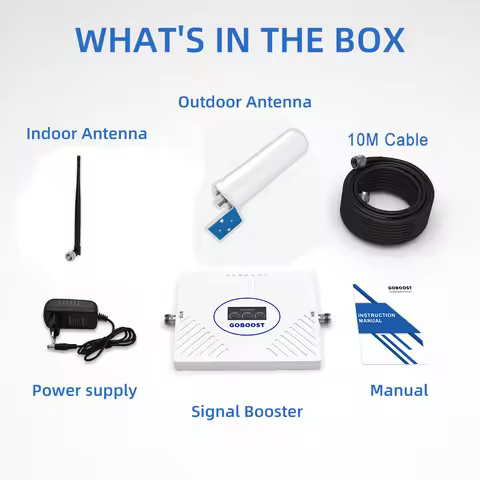 GOBOOST 3 Band GSM Mobile Phone Signal Booster 900 2G 2100 4G LTE 1800 MHz Cellular Amplifier 70dB G