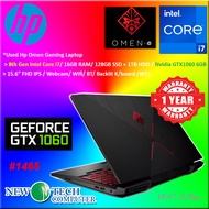 #1465 *Used Hp Omen Gaming Laptop 8TH Intel Core i7 16GB 128GB SSD 1TB Nvidia GTX1060 6GB VDDR6 Win1