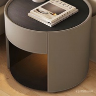 ‍🚢Italian Minimalist Smoked Wood Vintage Bedside Table Furniture Bedroom Design Leather Smart Bedside Locker
