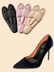 3色女性舒適海綿透氣可修剪鞋墊，適用於高跟鞋和運動鞋（單一尺寸，黑色B，粉紅色C，杏色）