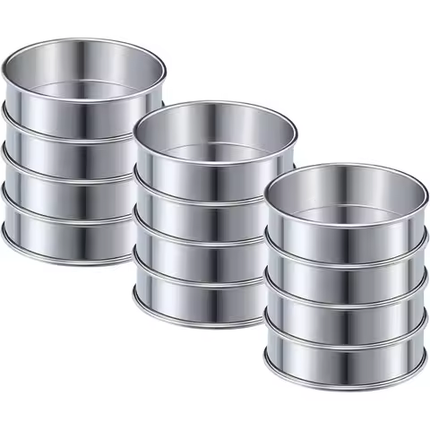 12 Pieces Muffin Ring Double Rolled Tart Rings Stainless Steel Round Muffin Rings Metal Molds for Ma