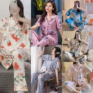 🧸New Arrival🧸 Women's Summer Korean Style Loose Short Sleeve Trousers Pajamas Baju Tidur Wanita Baju Tidur Floral