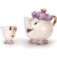 GZHaiTuoSi Cartoon New Beauty And The Beast Teapot Mug Mrs Potts Chip Tea Pot Cup One Set Lovely & s