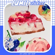 [June] combo of 7 watercolor illustration cake stickers
