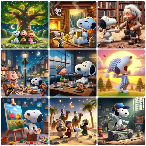 Peanuts Snoopy Diamond Painting Kit 5D DIY Diamond Embroidery Cross Stitch Handmade Art Gift Crafts 